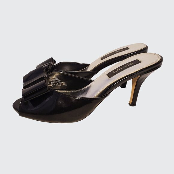 White House Black Market Shoes - White House Black Market "Daria"  Black Patent Slides High Heel Womens Size 6.5M